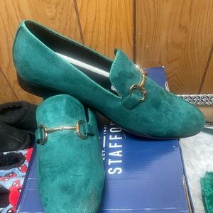 Teal Suede Men's Loafers w/FREE MATCHING BOW TIE AND HANDKERCHIEF